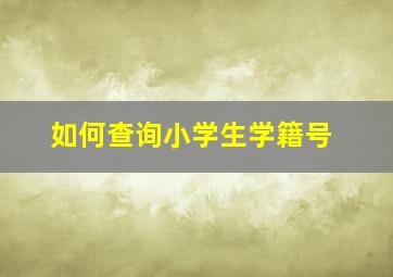 如何查询小学生学籍号