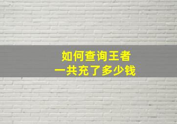 如何查询王者一共充了多少钱