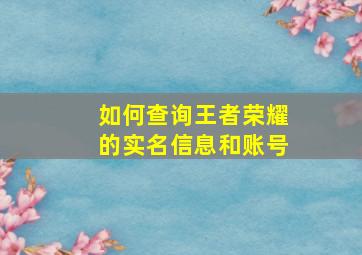 如何查询王者荣耀的实名信息和账号