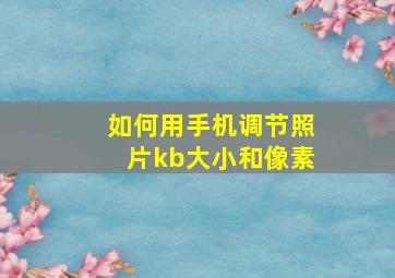 如何用手机调节照片kb大小和像素