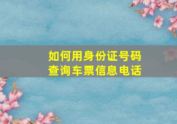 如何用身份证号码查询车票信息电话