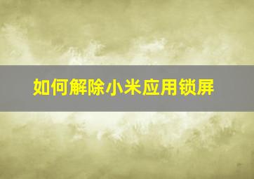 如何解除小米应用锁屏