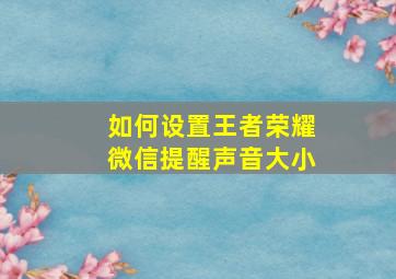 如何设置王者荣耀微信提醒声音大小