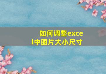 如何调整excel中图片大小尺寸