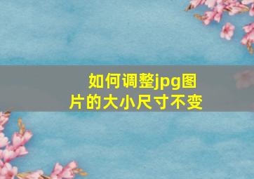 如何调整jpg图片的大小尺寸不变