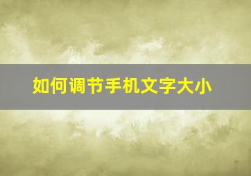 如何调节手机文字大小