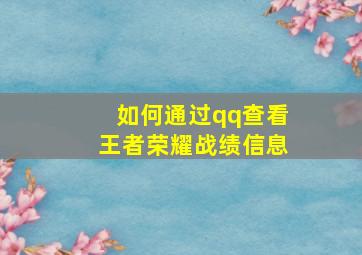 如何通过qq查看王者荣耀战绩信息