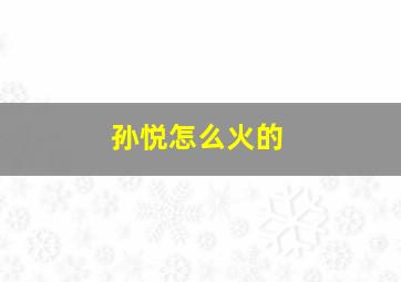 孙悦怎么火的