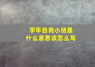 学年自我小结是什么意思该怎么写