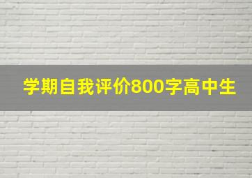 学期自我评价800字高中生