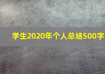 学生2020年个人总结500字