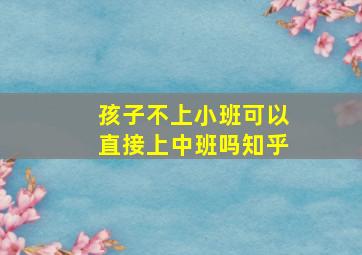 孩子不上小班可以直接上中班吗知乎