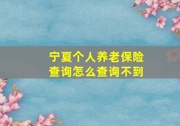 宁夏个人养老保险查询怎么查询不到