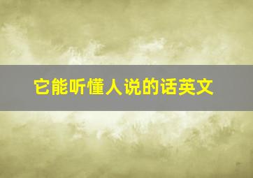 它能听懂人说的话英文