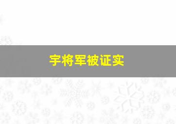 宇将军被证实