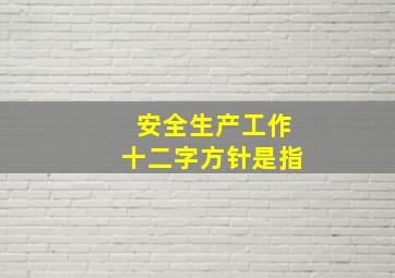 安全生产工作十二字方针是指