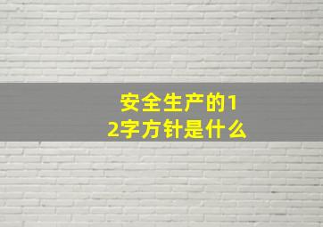 安全生产的12字方针是什么