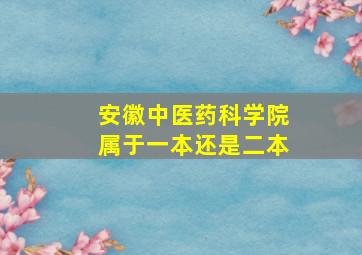 安徽中医药科学院属于一本还是二本