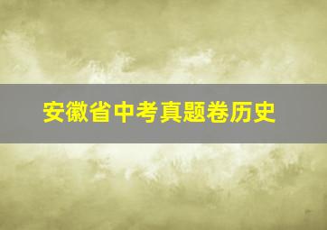 安徽省中考真题卷历史