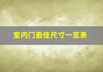 室内门最佳尺寸一览表