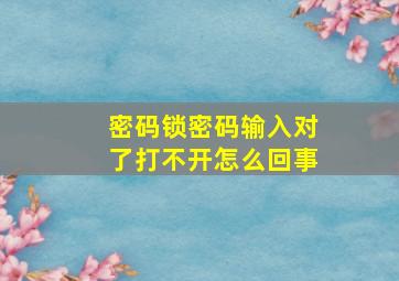 密码锁密码输入对了打不开怎么回事