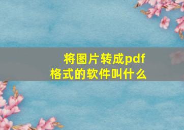 将图片转成pdf格式的软件叫什么