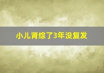 小儿肾综了3年没复发