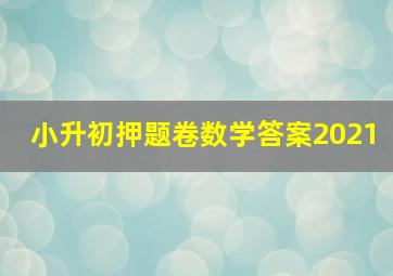 小升初押题卷数学答案2021