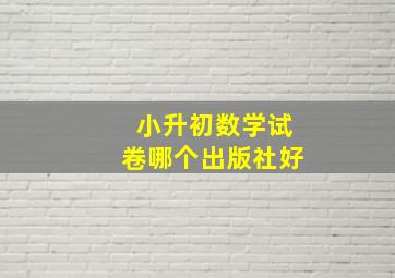 小升初数学试卷哪个出版社好