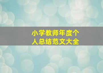 小学教师年度个人总结范文大全