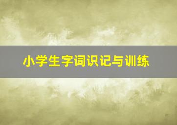 小学生字词识记与训练