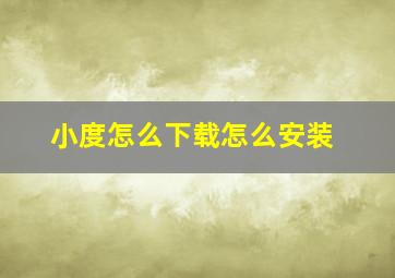 小度怎么下载怎么安装