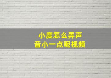 小度怎么弄声音小一点呢视频