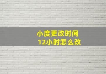 小度更改时间12小时怎么改