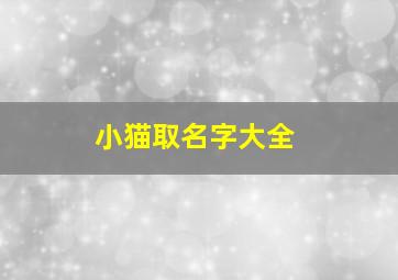 小猫取名字大全