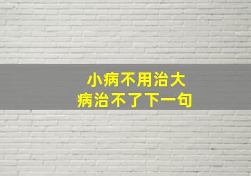 小病不用治大病治不了下一句