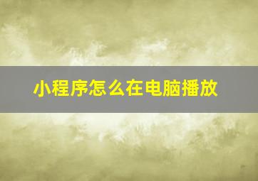 小程序怎么在电脑播放