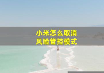 小米怎么取消风险管控模式