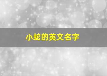 小蛇的英文名字