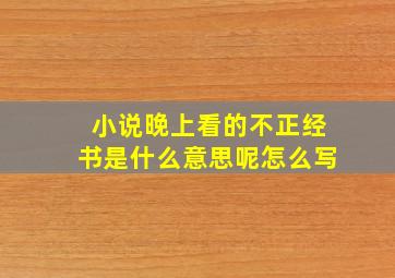 小说晚上看的不正经书是什么意思呢怎么写