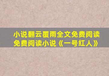 小说翻云覆雨全文免费阅读免费阅读小说《一号红人》