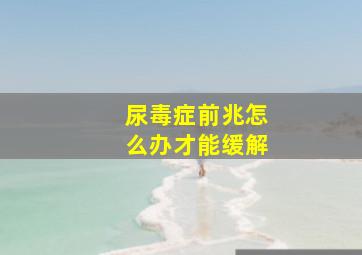 尿毒症前兆怎么办才能缓解