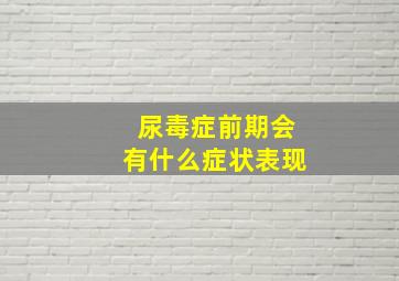 尿毒症前期会有什么症状表现