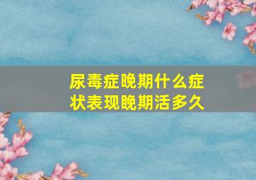 尿毒症晚期什么症状表现睌期活多久