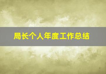 局长个人年度工作总结