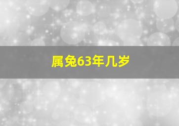 属兔63年几岁