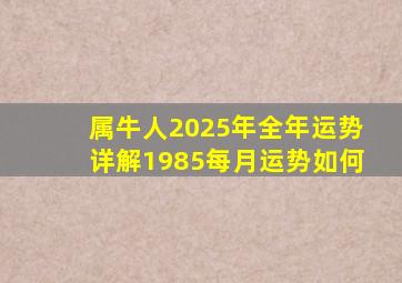 属牛人2025年全年运势详解1985每月运势如何