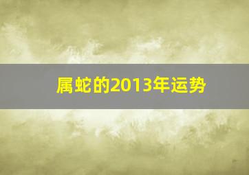 属蛇的2013年运势