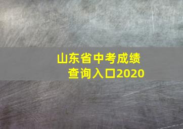 山东省中考成绩查询入口2020