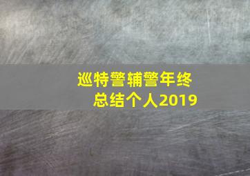 巡特警辅警年终总结个人2019